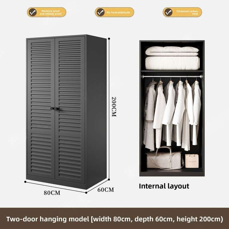 Almari Pakaian Logam untuk Bilik Tidur Rumah Set Kombinasi Ringkas Kabinet Penyimpanan Gantung Mudah Bilik Kanak-kanak Bebas Formaldehid