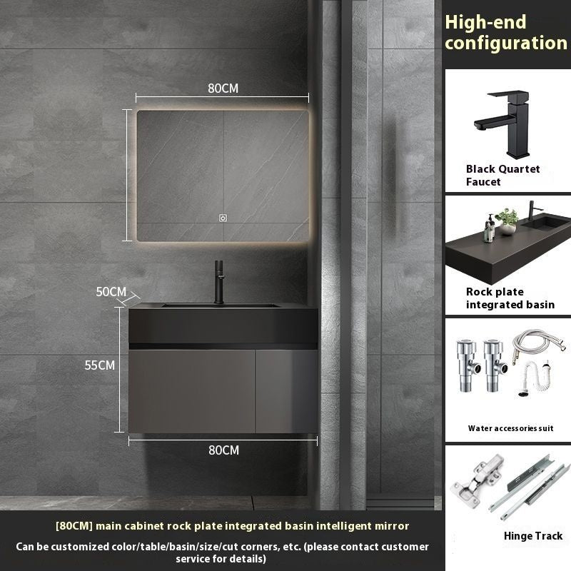 QW- Custom-made Real Wood Storage Cabinet Smart Mirror Sink in the Bathroom