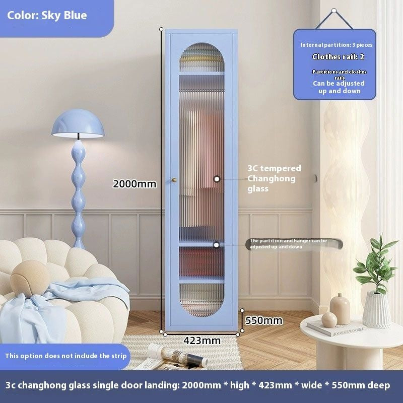 Cream Windbreaker Bedroom Home Iron Wardrobe Three-Door Storage Cabinet Easy Combination