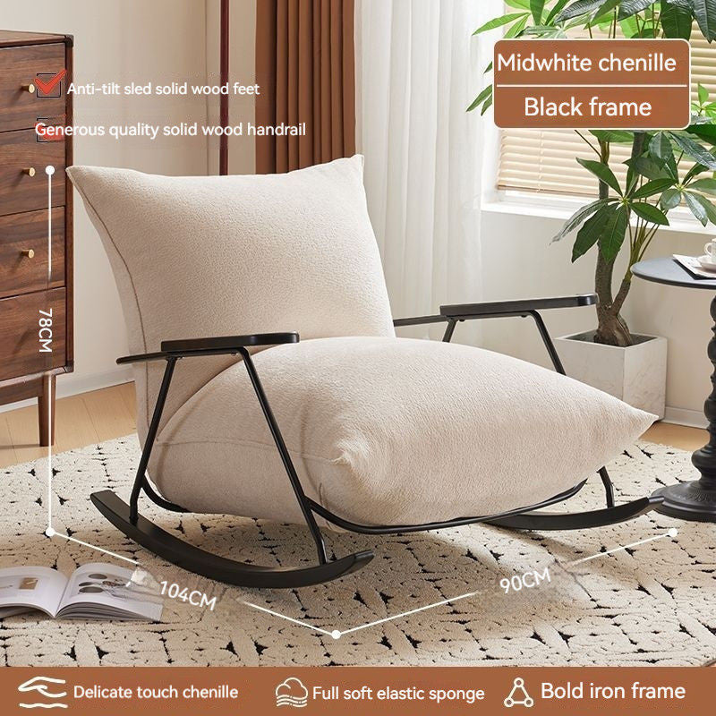 Kerusi Sofa Tunggal Reka Bentuk Ringkas Mewah Ringan Kerusi Goyang Hemp Kapas Ruang Tamu Rumah Kecil Balkoni Kain Bunga