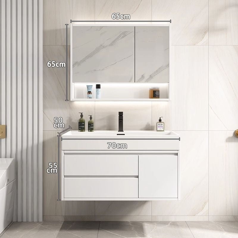 Kabinet Kaca Pintar Singki Putih QW-, Kabinet Penyimpanan Bilik Mandi Kayu Asli 
