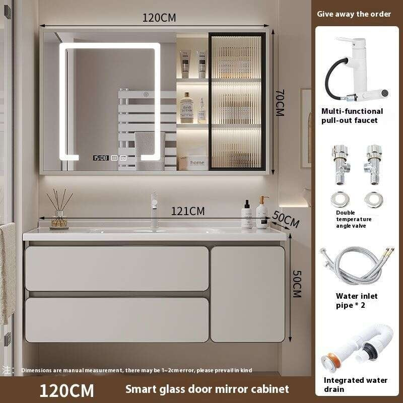 QW- Real wood storage cabinet smart mirror in the bathroom, bathroom sink