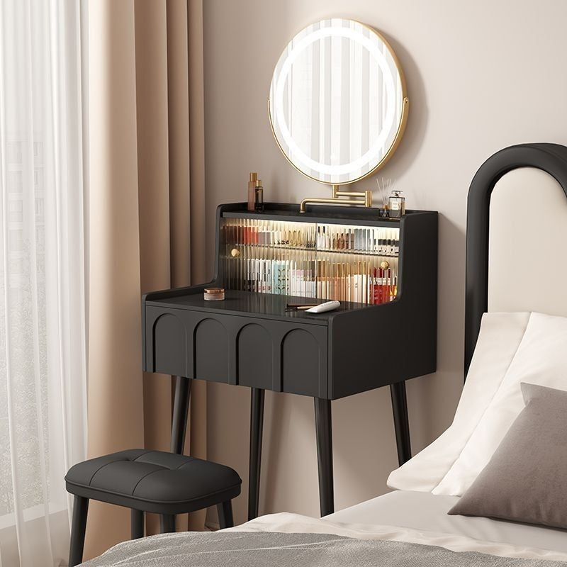 Meja Solek Mini Kecil Bilik Tidur Kayu Padu Hitam Perancis