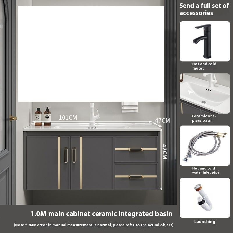 Kabinet Penyimpanan Aluminium QW- Cermin Pintar Set Sinki Bilik Mandi 