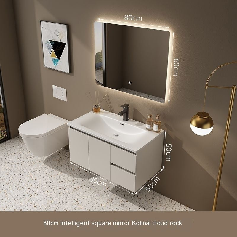 QW- Washbasin with Smart Mirror Bathroom, Real Wood Storage Cabinet in the Bathroom
