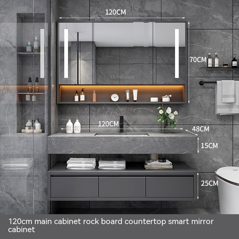 QW- Solid Wood Smart Glass Cabinet, Bathroom Sink