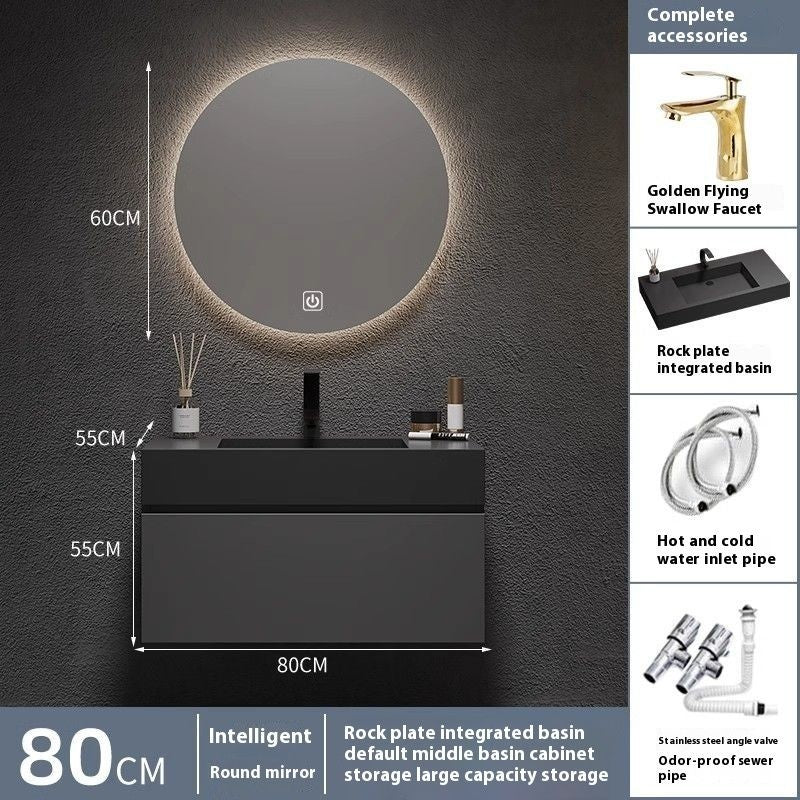 QW- Custom-made Luxury Storage Cabinet Smart Glass Bathroom Basin Set