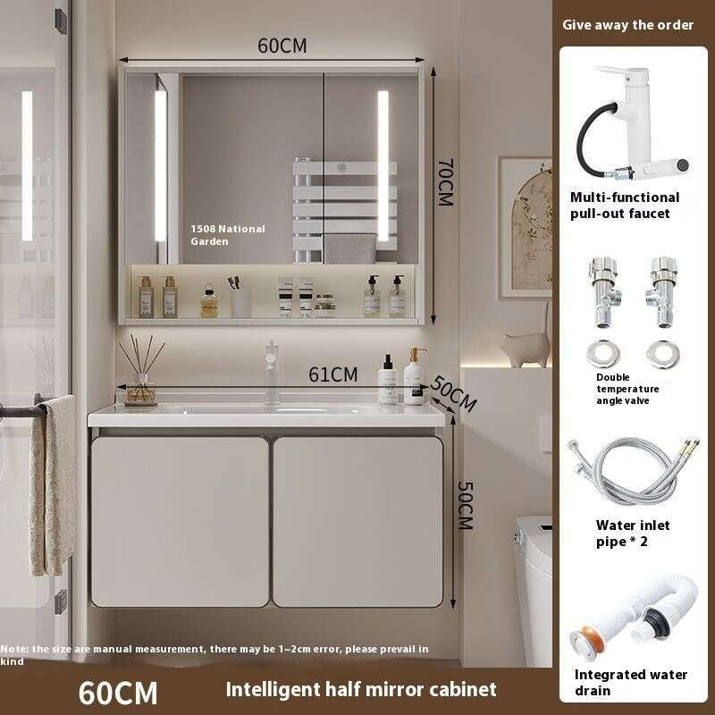 QW- Real wood storage cabinet smart mirror in the bathroom, bathroom sink