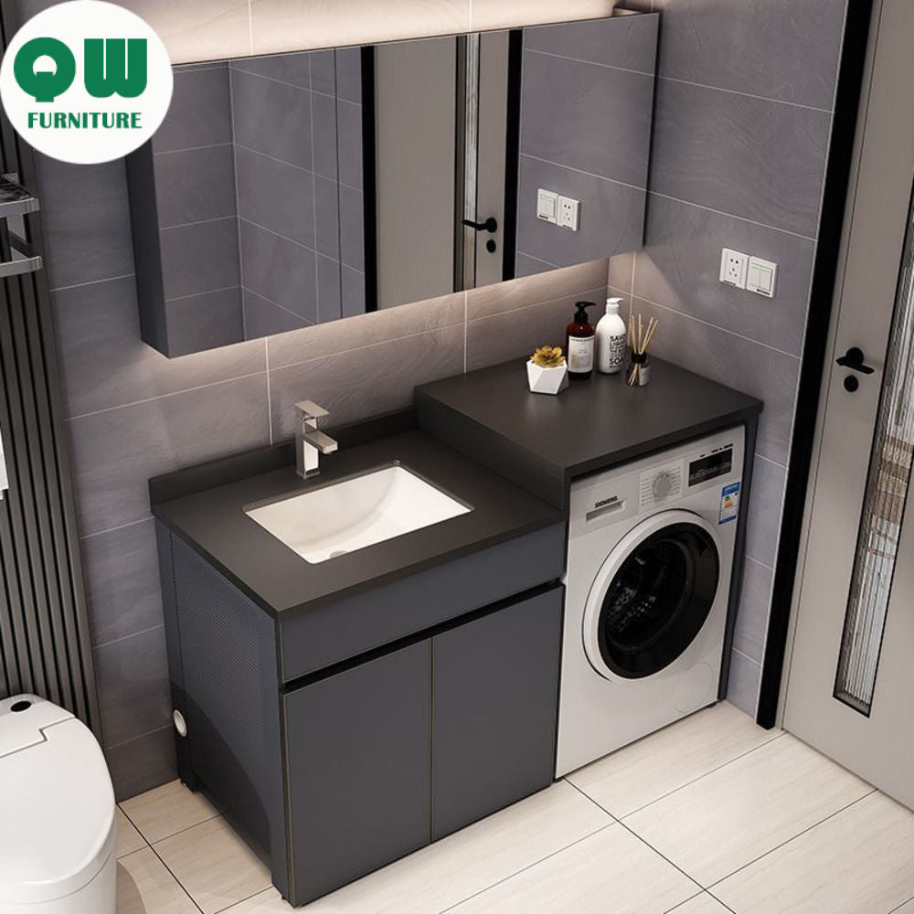 QW- Aluminum Storage Cabinet Bathroom Sink Set Washing Machine Table