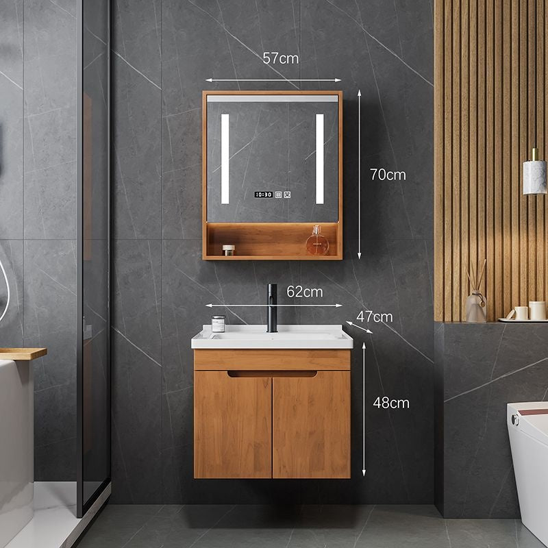 QW- Solid Wood Storage Smart Glass Cabinet Bathroom Sink