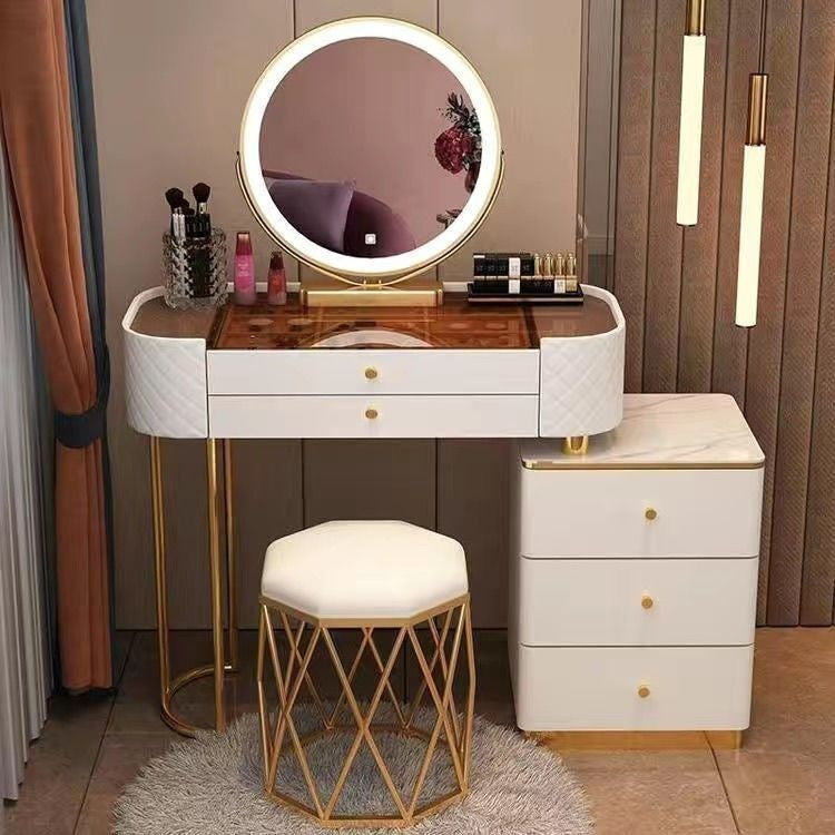 Bedroom Clear Glass Nordic Style Small Simple Dressing Storage Cabinet Table