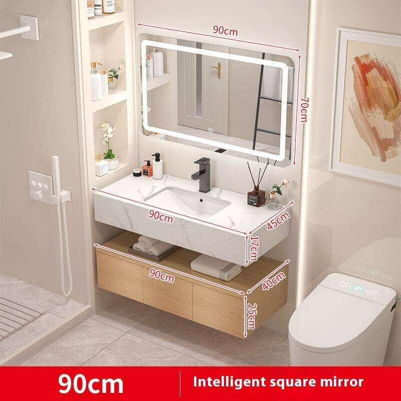 QW- Real wood storage cabinet smart mirror in the bathroom, bathroom sink