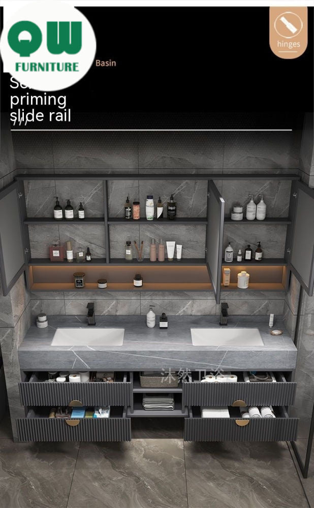 QW- Mirror Cabinet, Combo of Two Face Washing Sets, Bathroom Sink