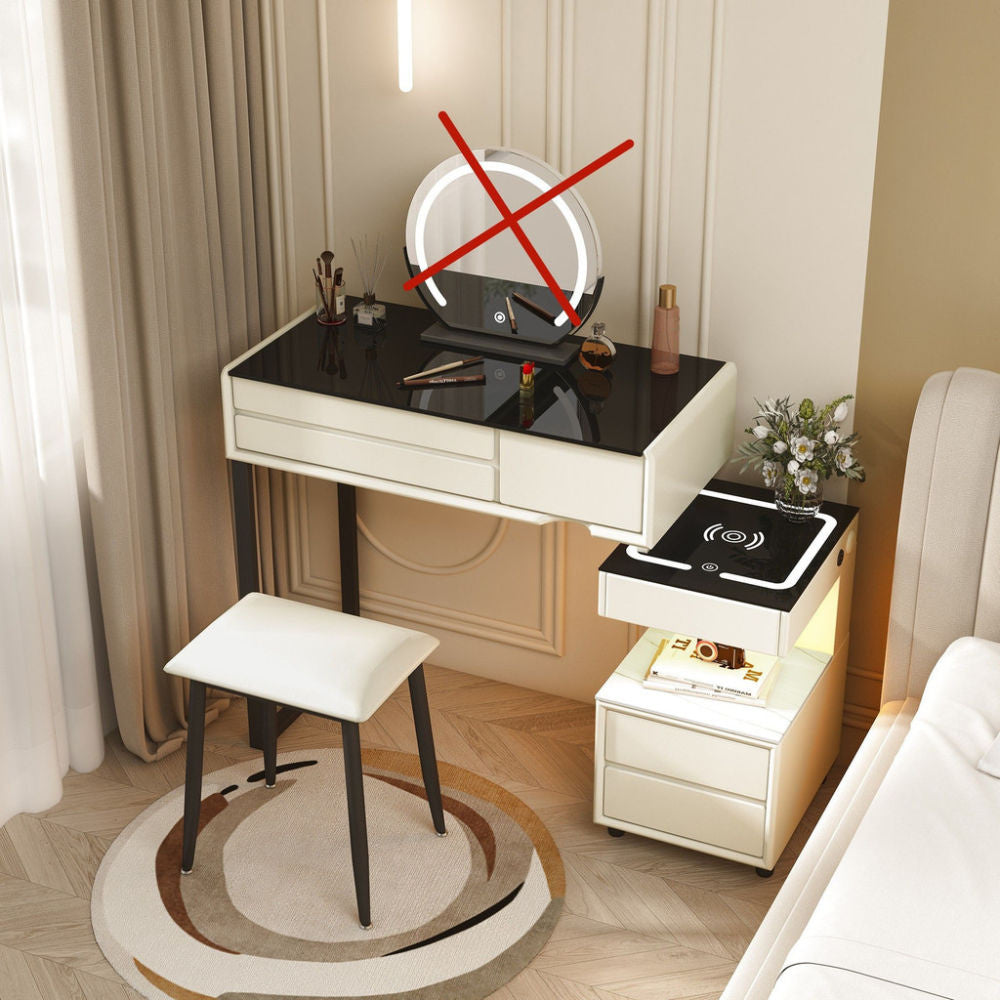 Smart Solid Wood Dressing Table Wireless Charging Bedroom Makeup Single Cabinet Modern Simple