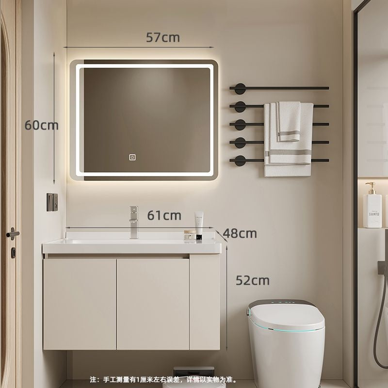 QW- Set kabinet kayu asli dengan cermin pintar dan sinki bilik mandi. 