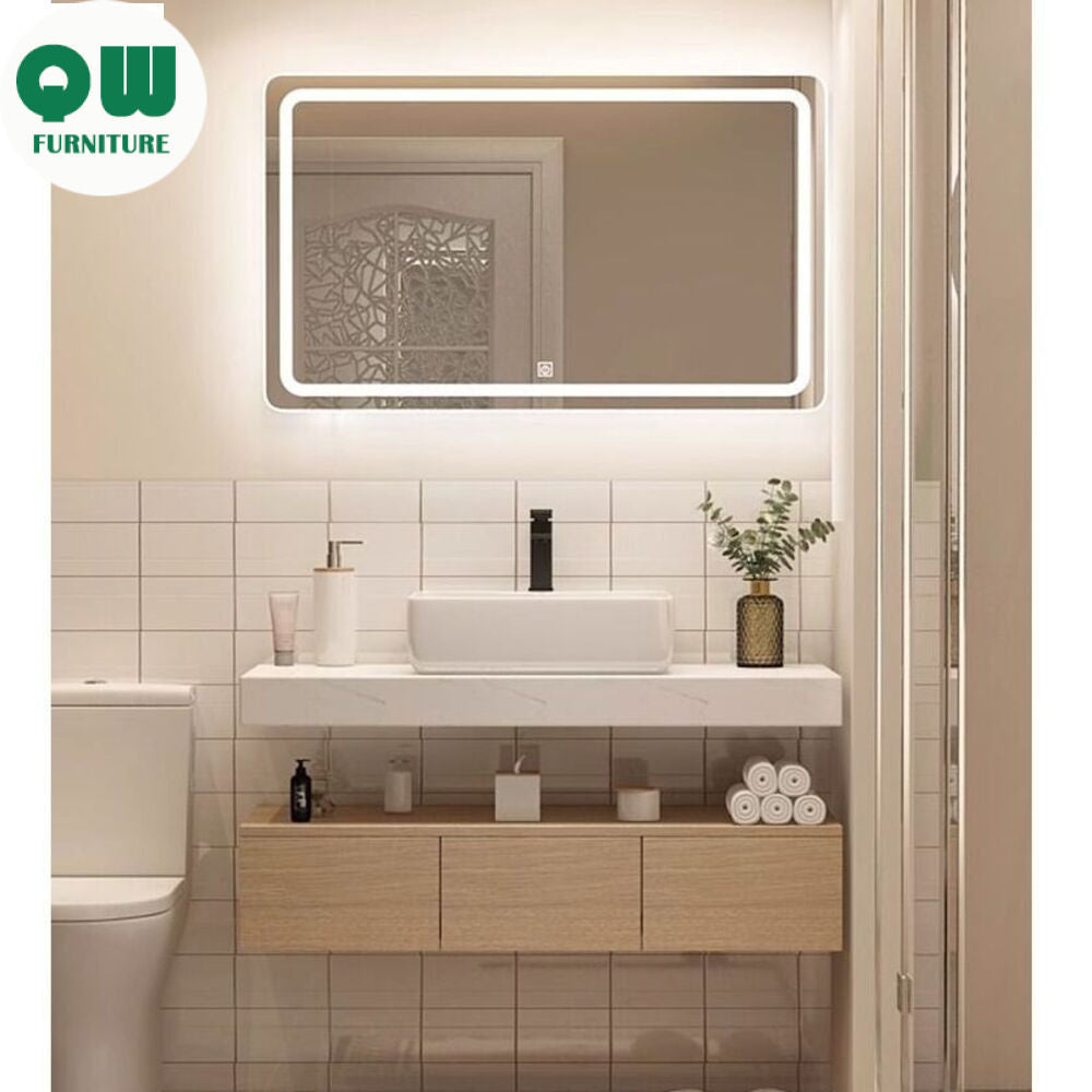 QW- Kabinet Penyimpanan Singki, Cermin Bilik Mandi Pintar 