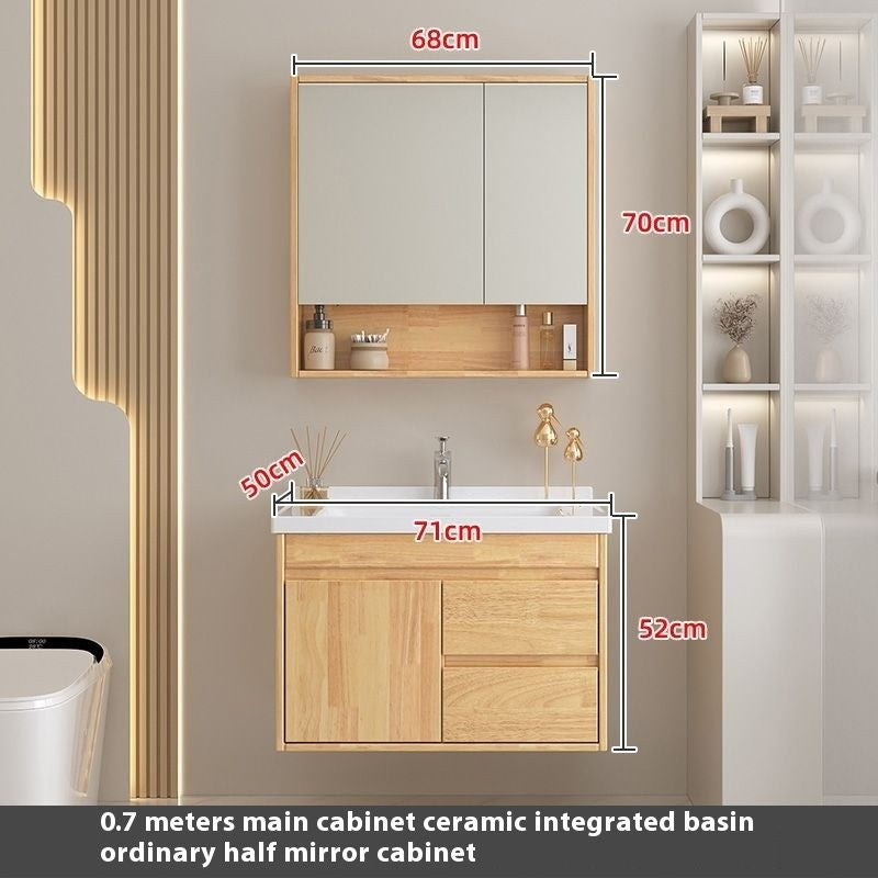 QW- Oak Wood Storage Cabinet Smart Mirror Sink Set in the Bathroom