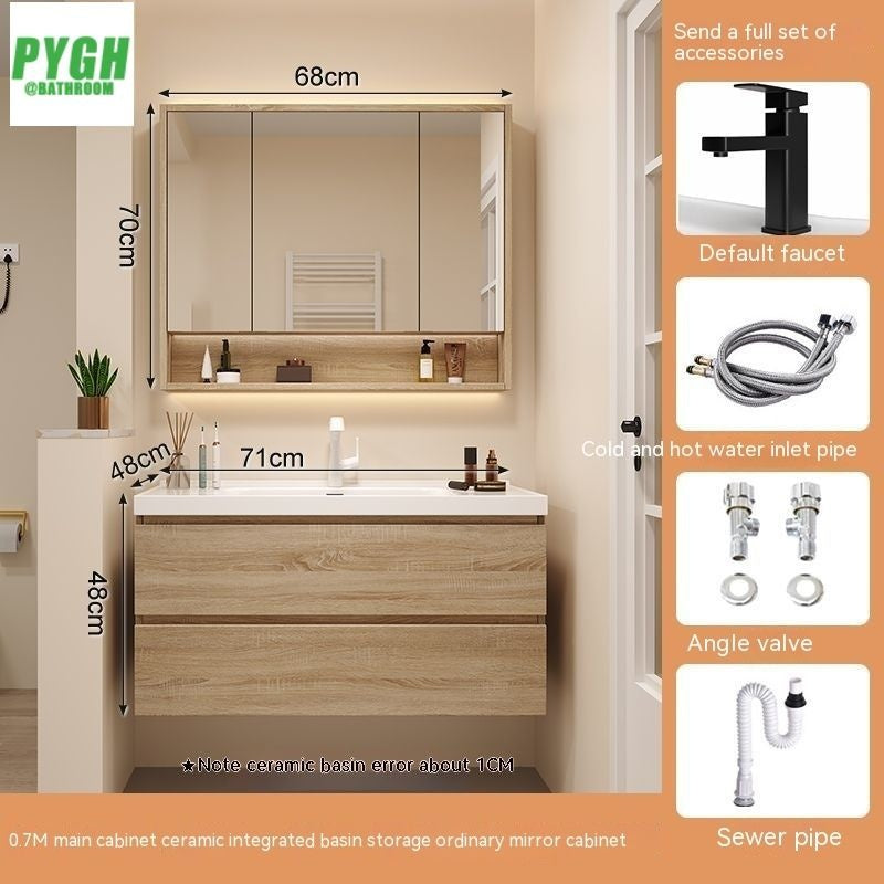 QW- Bathroom storage cabinet with sink set and smart mirror