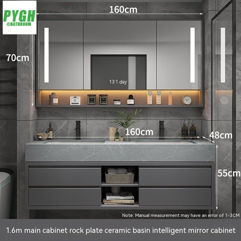 QW- Real wood storage smart mirror bathroom, sink cabinet for bathroom