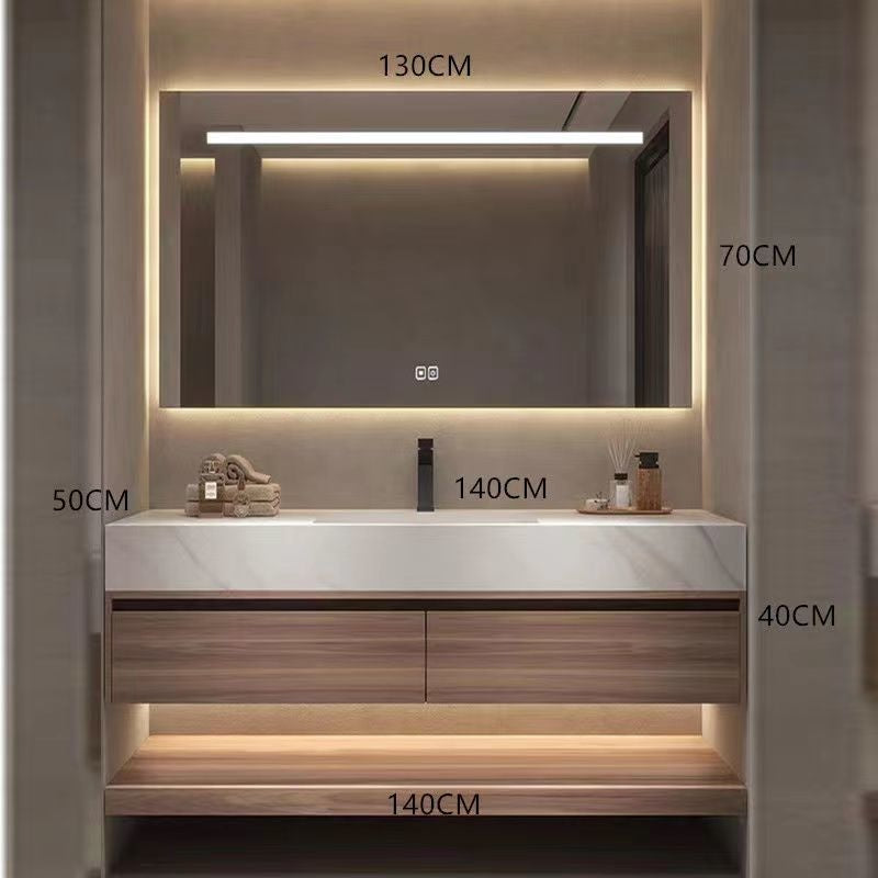 QW- storan diperbuat daripada sinki kayu asli, Kabinet cermin pintar bilik mandi 