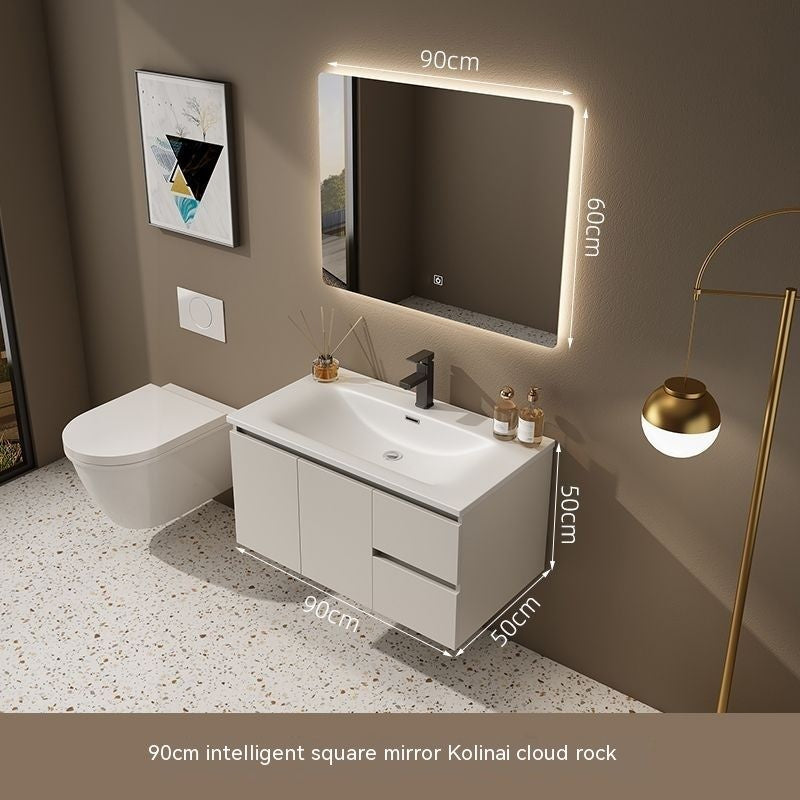 QW- Washbasin with Smart Mirror Bathroom, Real Wood Storage Cabinet in the Bathroom
