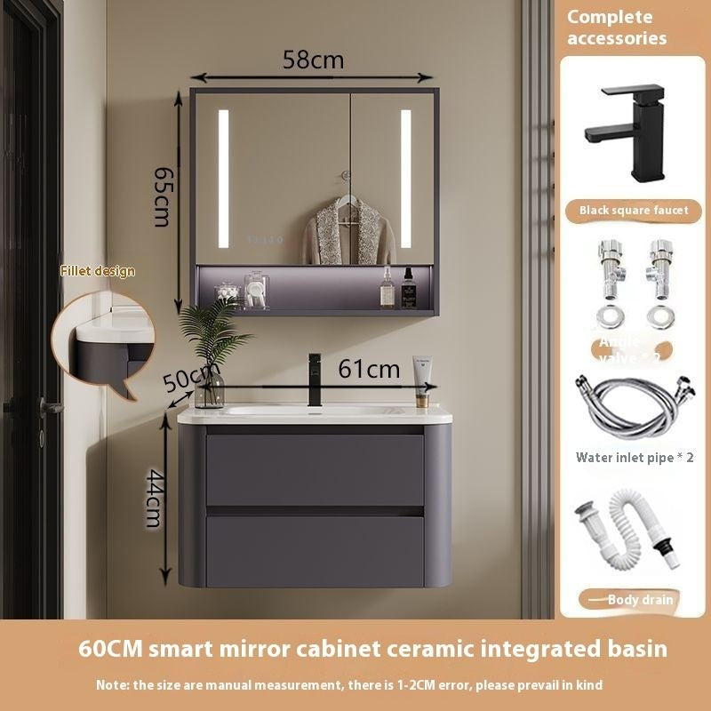 QW- Ins Style Storage Cabinet, Smart Mirror Cabinet for Bathroom, Bathroom Sink Set