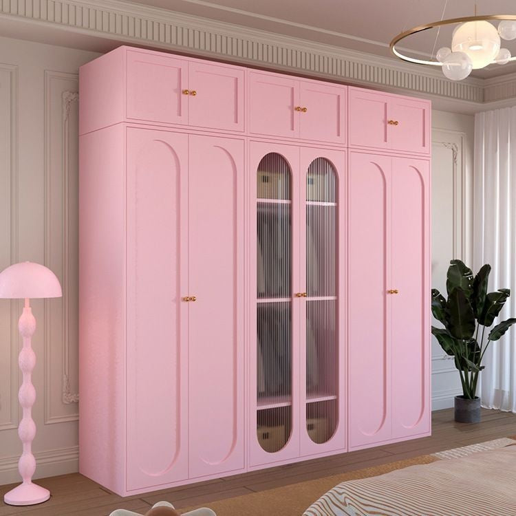 Cream Windbreaker Bedroom Home Iron Wardrobe Three-Door Storage Cabinet Easy Combination
