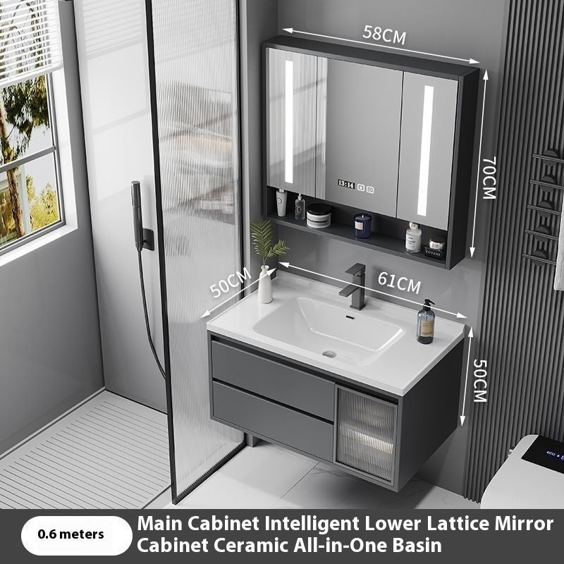 QW- Solid Wood Storage Smart Mirror Cabinet Bathroom Sink Set