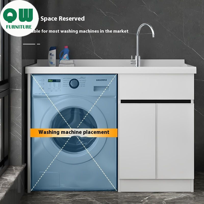 QW- Genuine Wooden Storage Cabinet Bathroom Sink Set Washing Machine Table