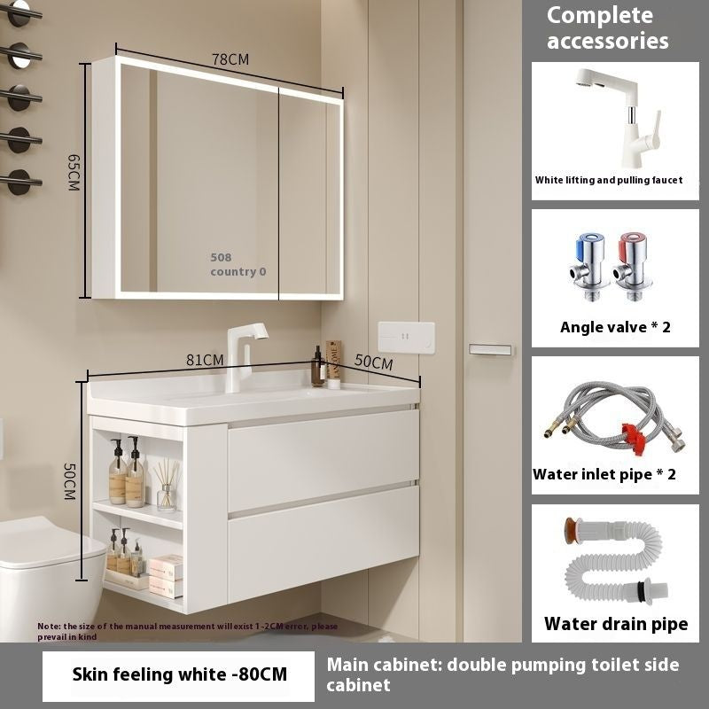 QW- Solid Wood Storage Smart Mirror Cabinet Bathroom Sink Set