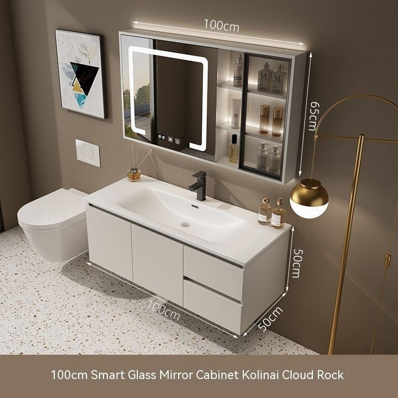 QW- Washbasin with Smart Mirror Bathroom, Real Wood Storage Cabinet in the Bathroom