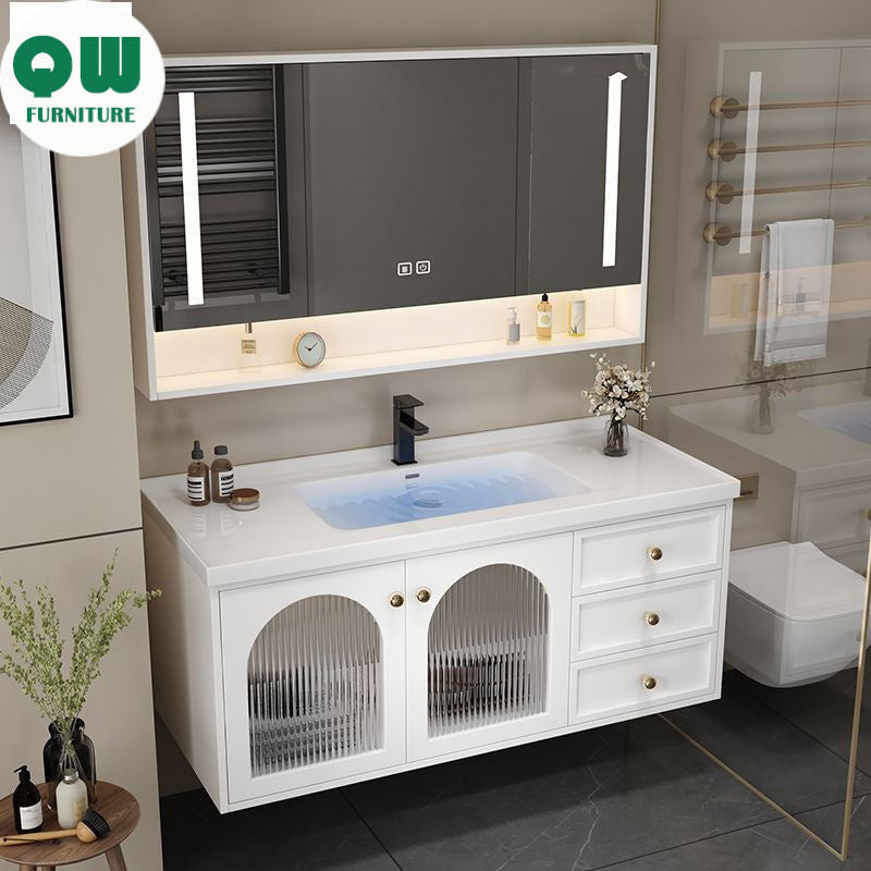 QW- Smart Mirror Real Wood Storage Bathroom Wash Cabinet