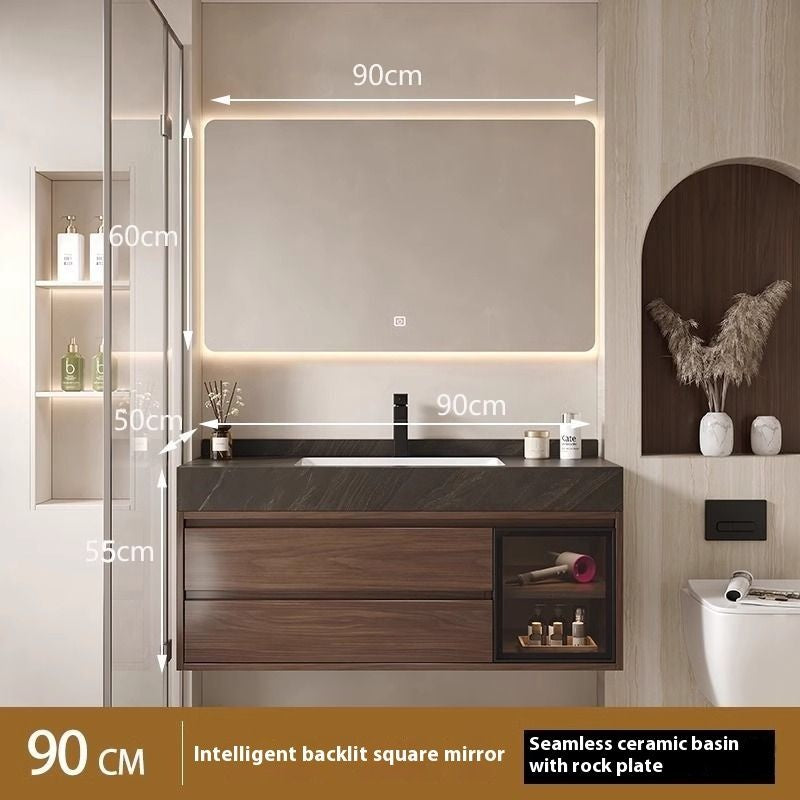 QW- Smart Mirror Real Wood Storage Cabinet in the Bathroom, Bathroom Sink Set