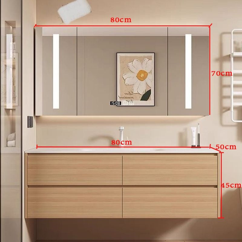 QW- Customized Solid Wood Bathroom Storage Cabinet, Sink Set, Smart Mirror Cabinet