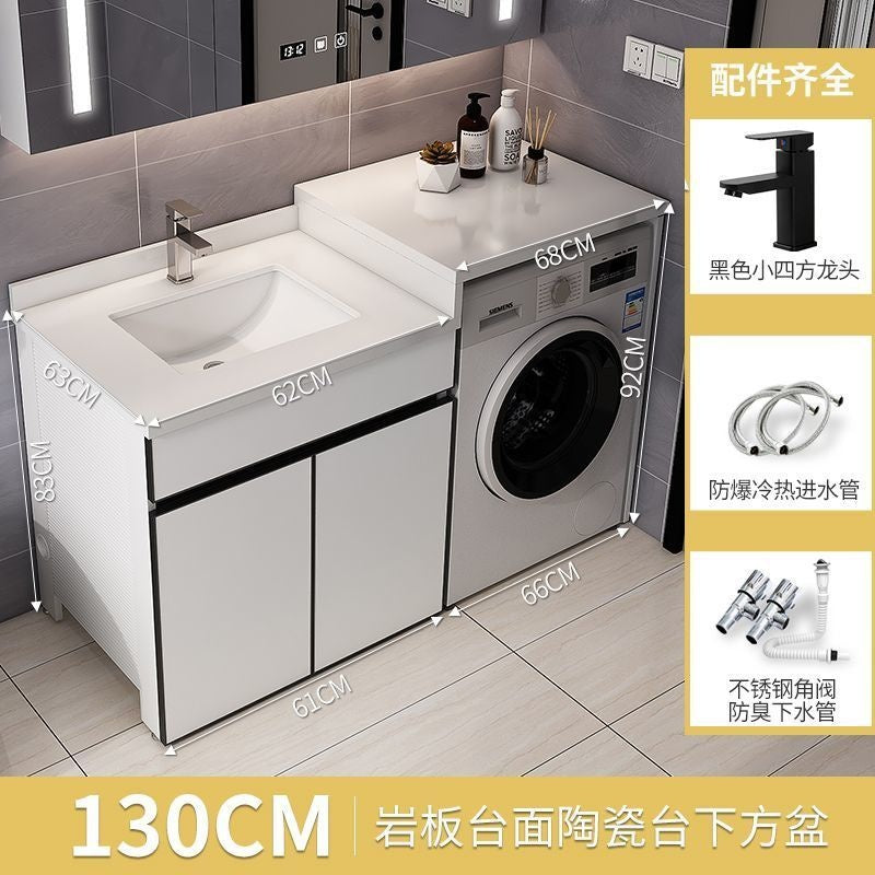 QW- Aluminum Bathroom Cabinet Set with Sink and Countertop Washing Machine