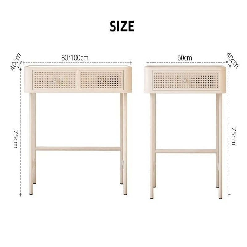Cream Wind Simple Modern Glass Iron Art Large Bedroom Dressing Table
