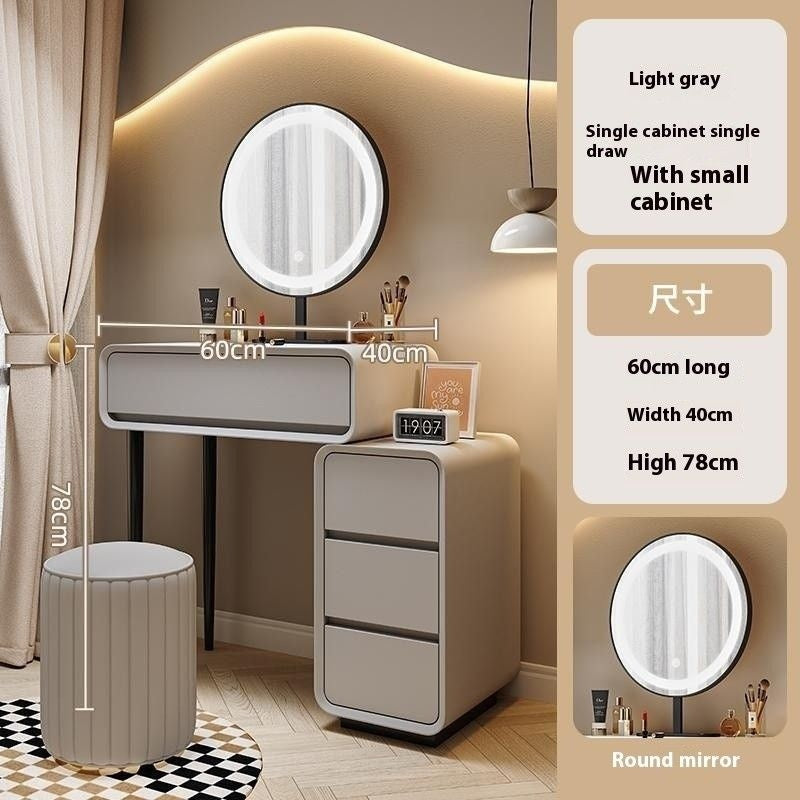 Cream Wind Solid Wood Large Bedroom Modern Simple Foldable Chest of Drawers One Dressing Table