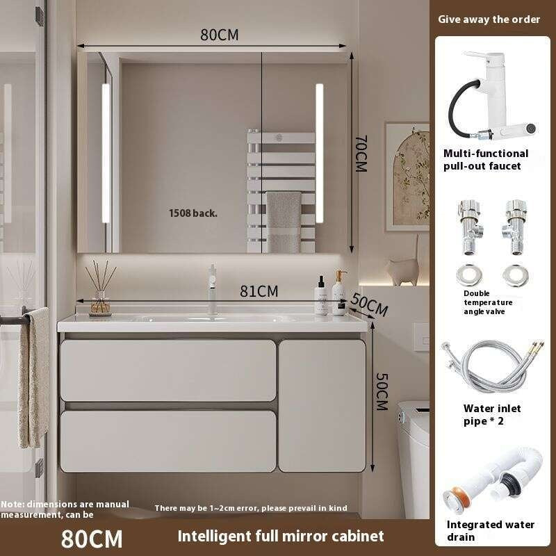 QW- Real wood storage cabinet smart mirror in the bathroom, bathroom sink