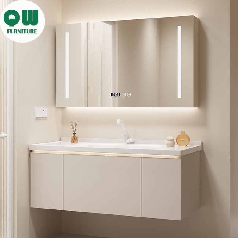 QW- Bathroom storage made from real wood, smart mirror cabinet in the bathroom, bathroom sink