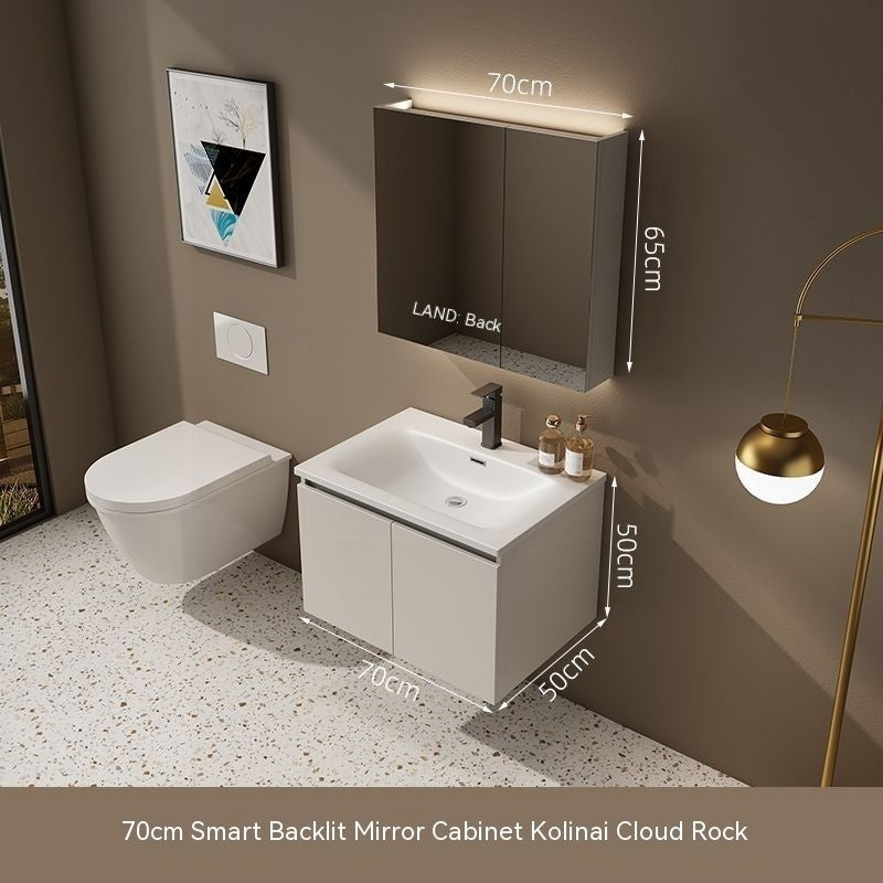 QW- Washbasin with Smart Mirror Bathroom, Real Wood Storage Cabinet in the Bathroom