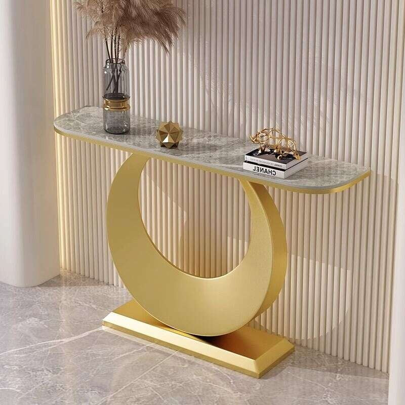 Meja batu hujung bar ruang tamu, kabinet masuk, ringkas, moden, mewah ringan, meja dinding ruang tamu