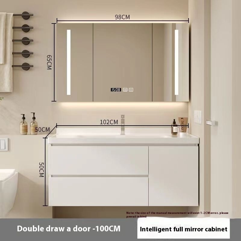 QW- Smart Mirror Real Wood Storage Cabinet in the Bathroom, Bathroom Sink Set