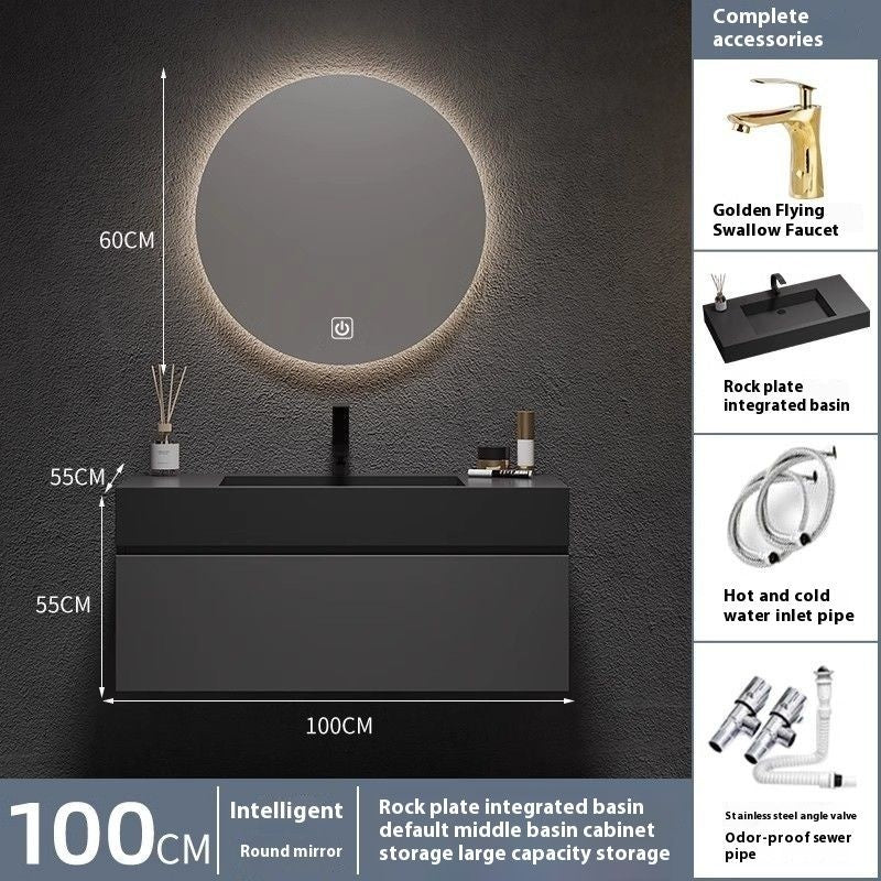 QW- Custom-made Luxury Storage Cabinet Smart Glass Bathroom Basin Set