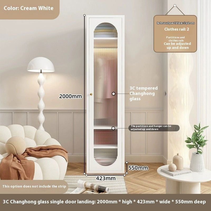 Cream Windbreaker Bedroom Home Iron Wardrobe Three-Door Storage Cabinet Easy Combination