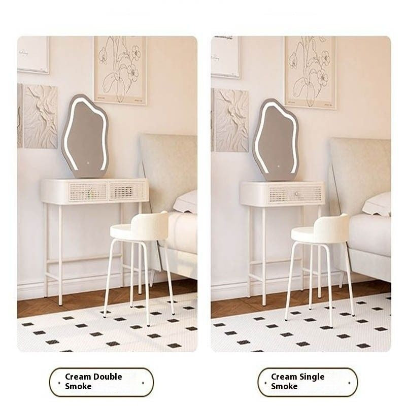 Cream Wind Simple Modern Glass Iron Art Large Bedroom Dressing Table