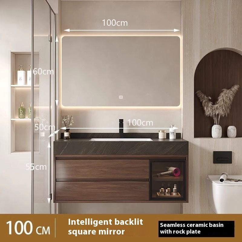 QW- Smart Mirror Real Wood Storage Cabinet in the Bathroom, Bathroom Sink Set