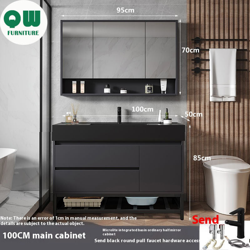 QW- Smart Glass Real Wood Storage Cabinet, Nano Bathroom Sink