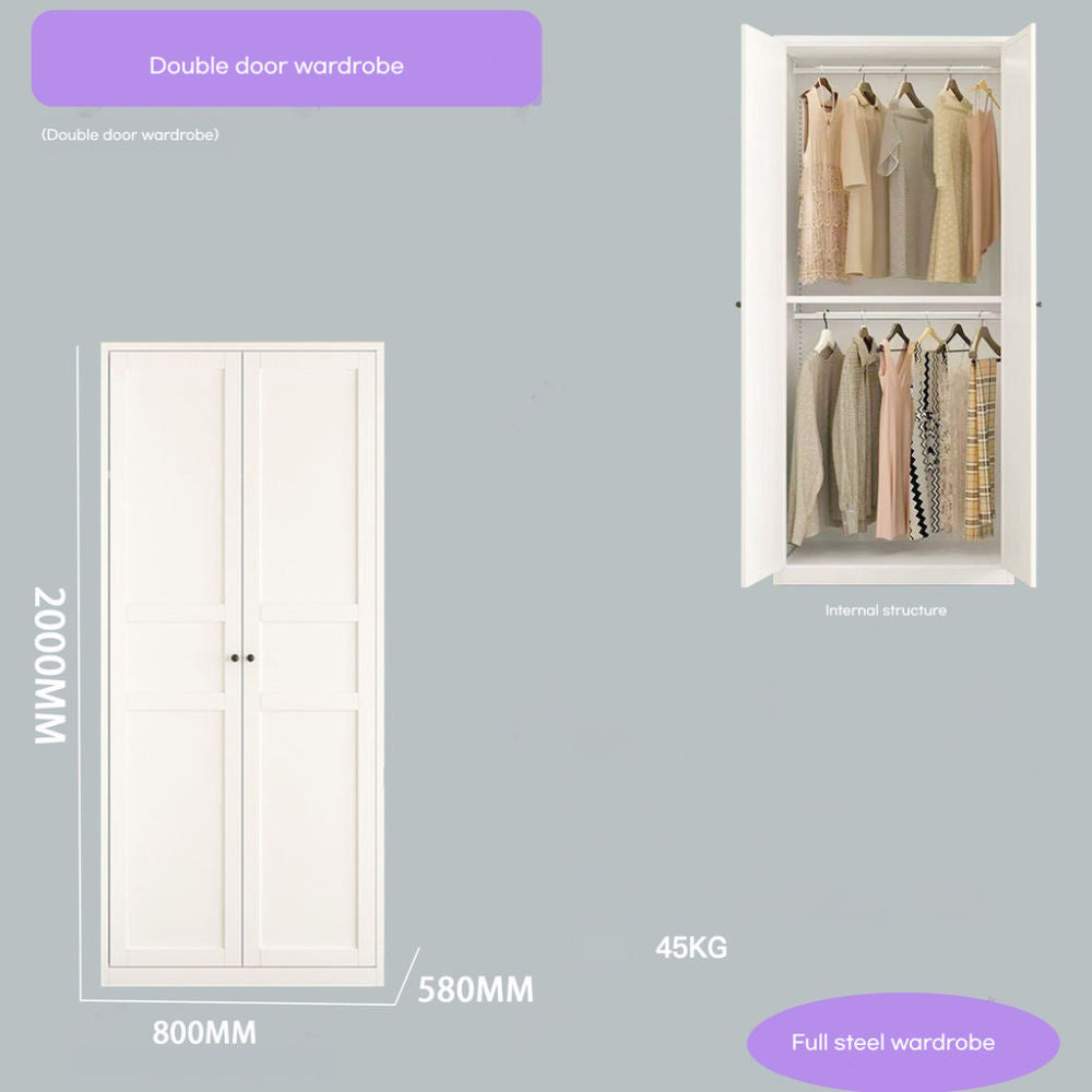 Almari pakaian, storan bilik tidur rumah besi tempa, warna krim gaya Eropah, almari pakaian, almari pakaian kanak-kanak