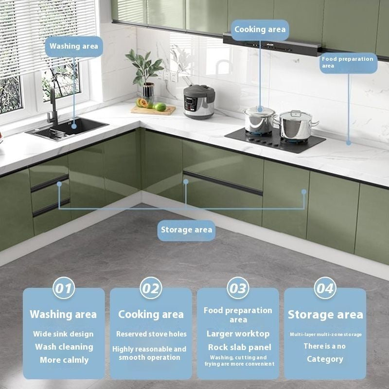 QW- Kabinet simpanan dapur, meja kerja dengan sinki