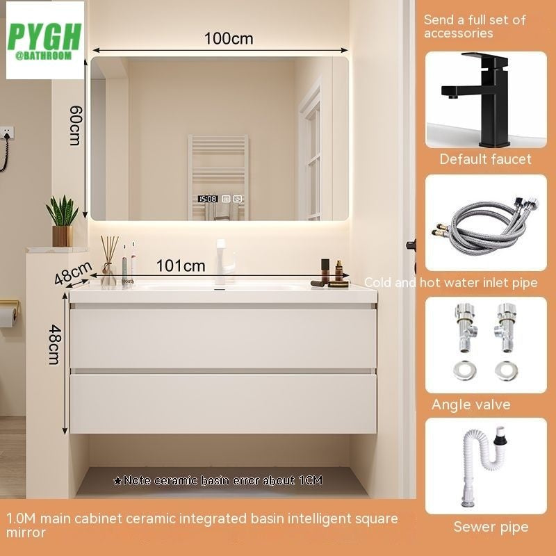 QW- White Storage Smart Mirror Cabinet, Bathroom Sink